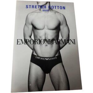Emporio Armani Mens Stretch Briefs Fit Elastic Logo Waistband Black Medium